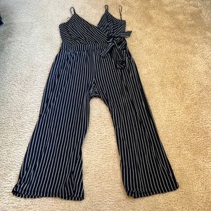 Brand new black striped cropped jumpsuit